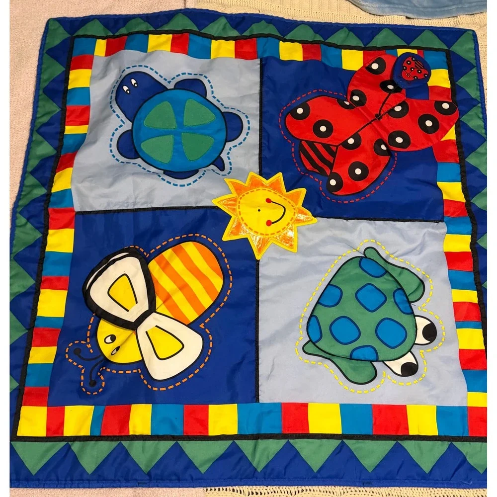 VTG Multi-Color Animal Playard Sheet Turtle Ladybug Bee Sun Baby Play Mat Cover